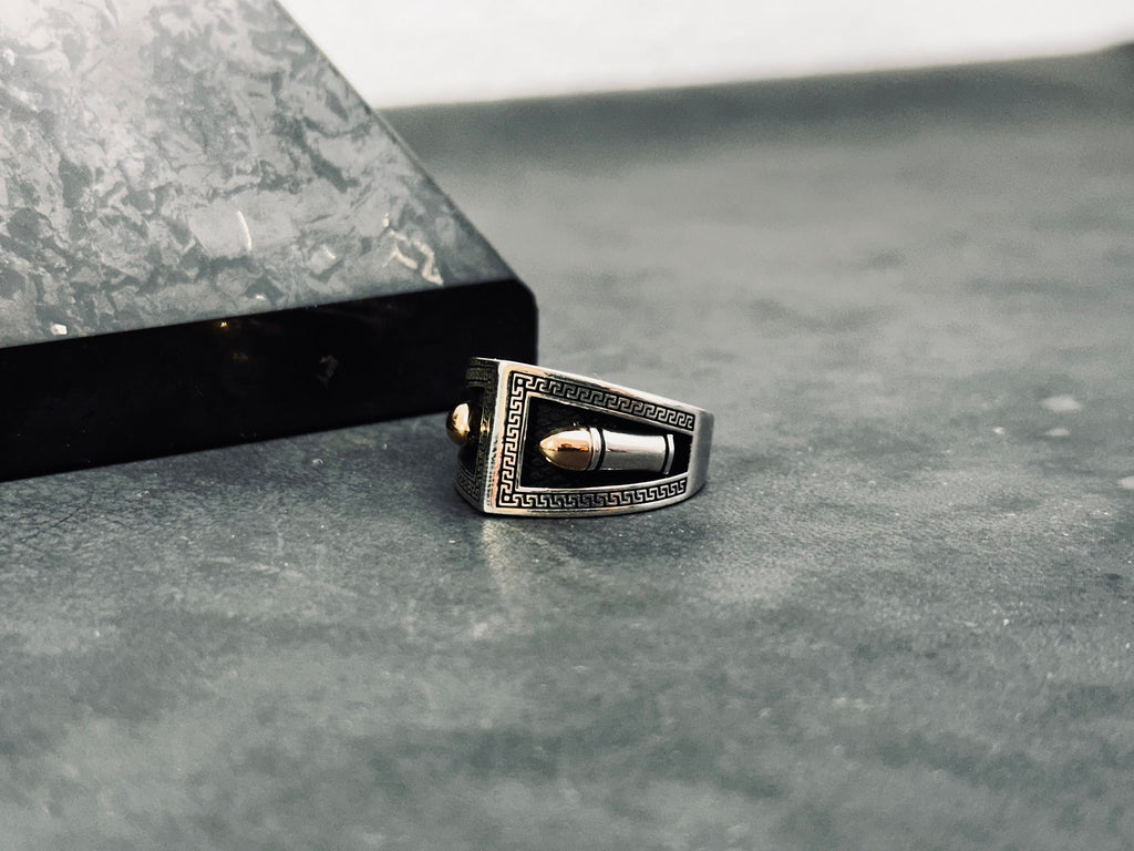 Greek Sterling Silver Bullet Ring (Handmade, Men's Size)