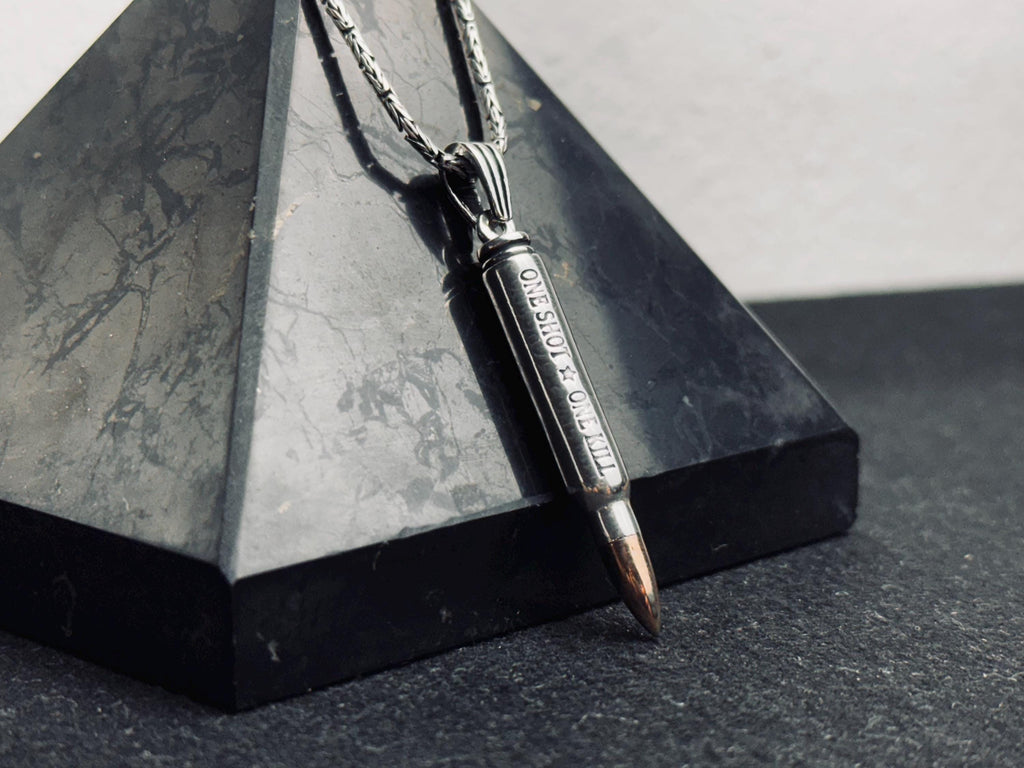 Silver Bullet Necklace Pendant Set - Stylish Handmade Jewelry