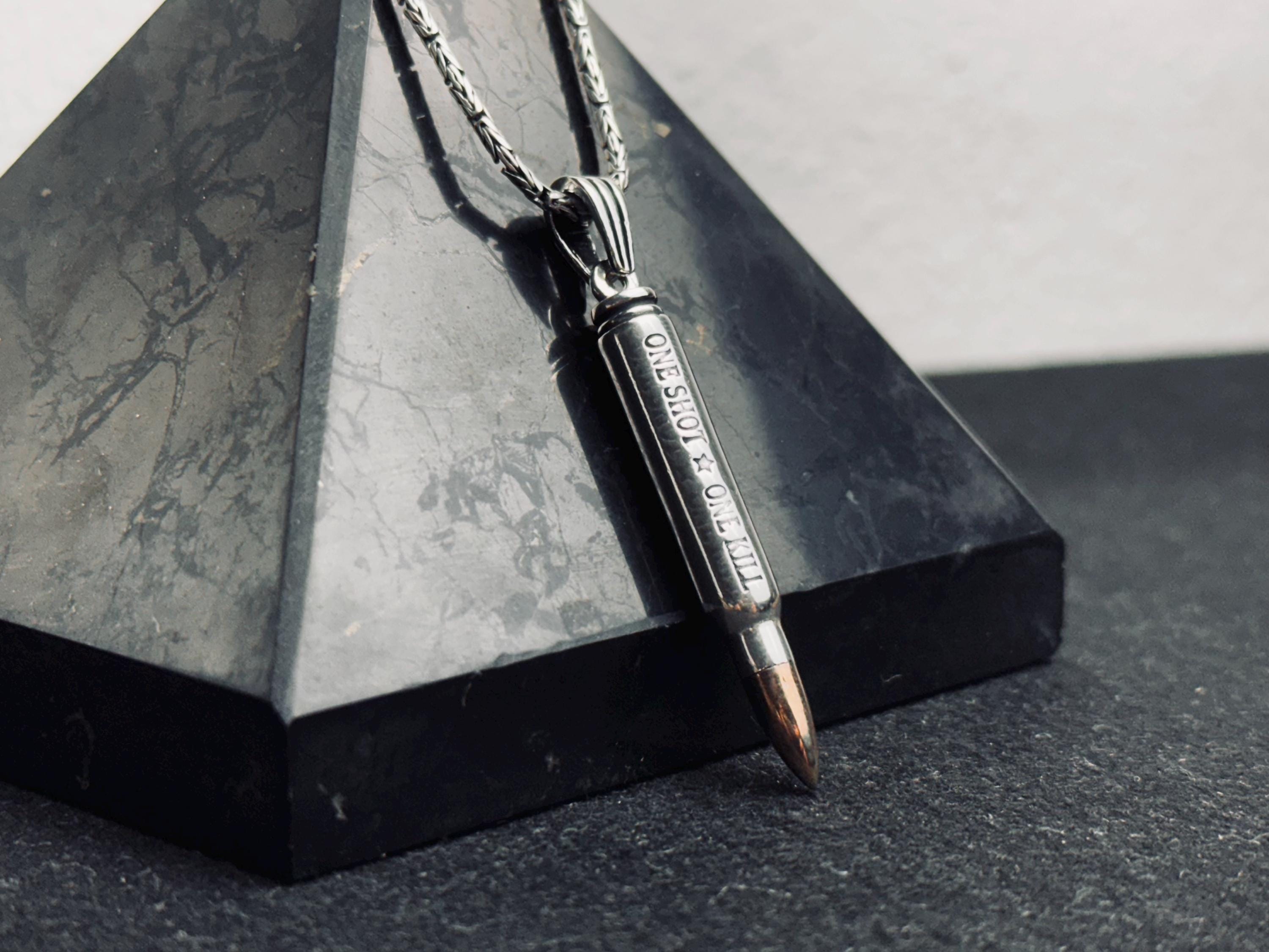 Silver Bullet Necklace Pendant Set - Stylish Handmade Jewelry