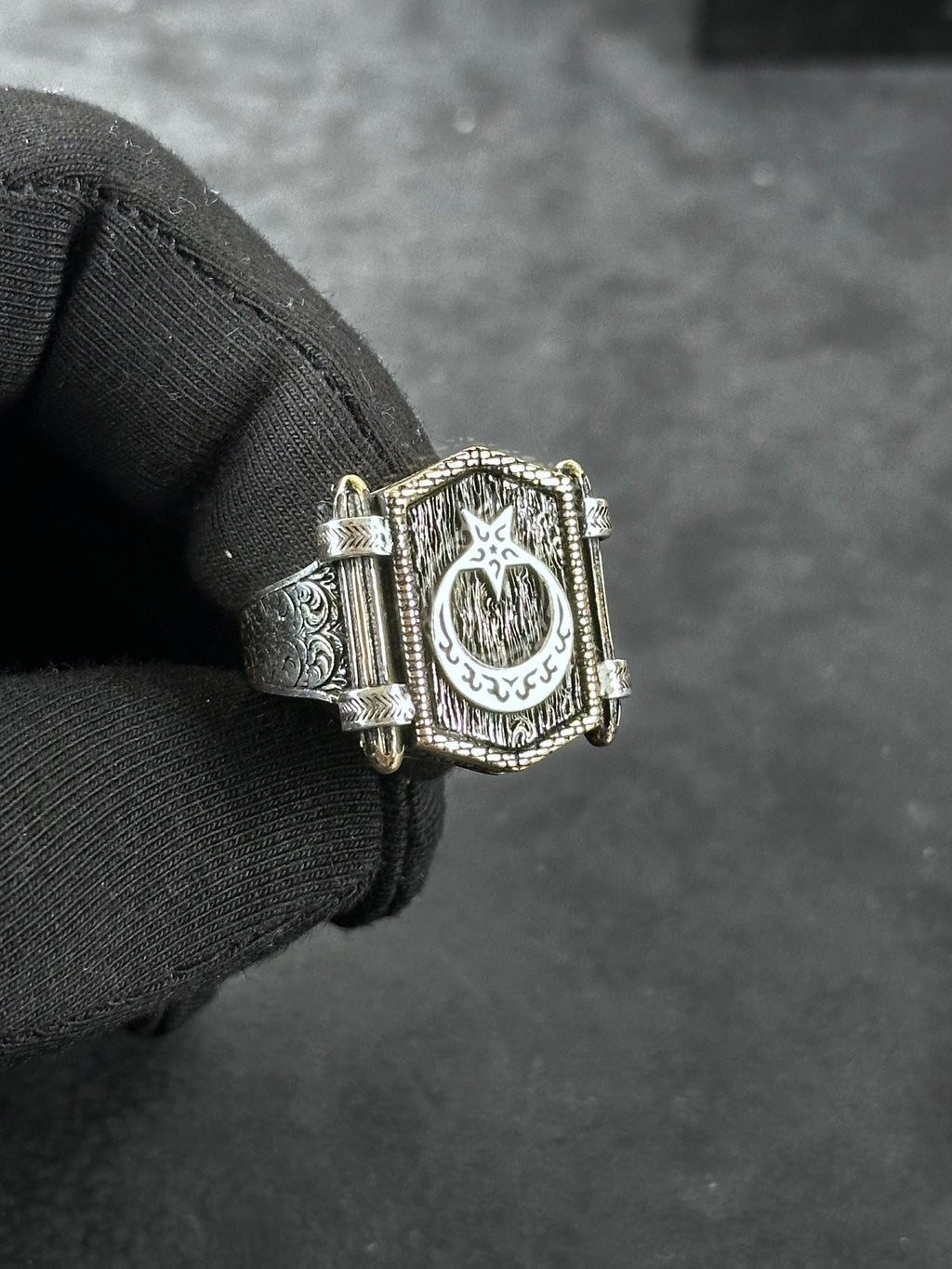 Crescent Star Ring: Sterling Silver Handmade - Turkish Design