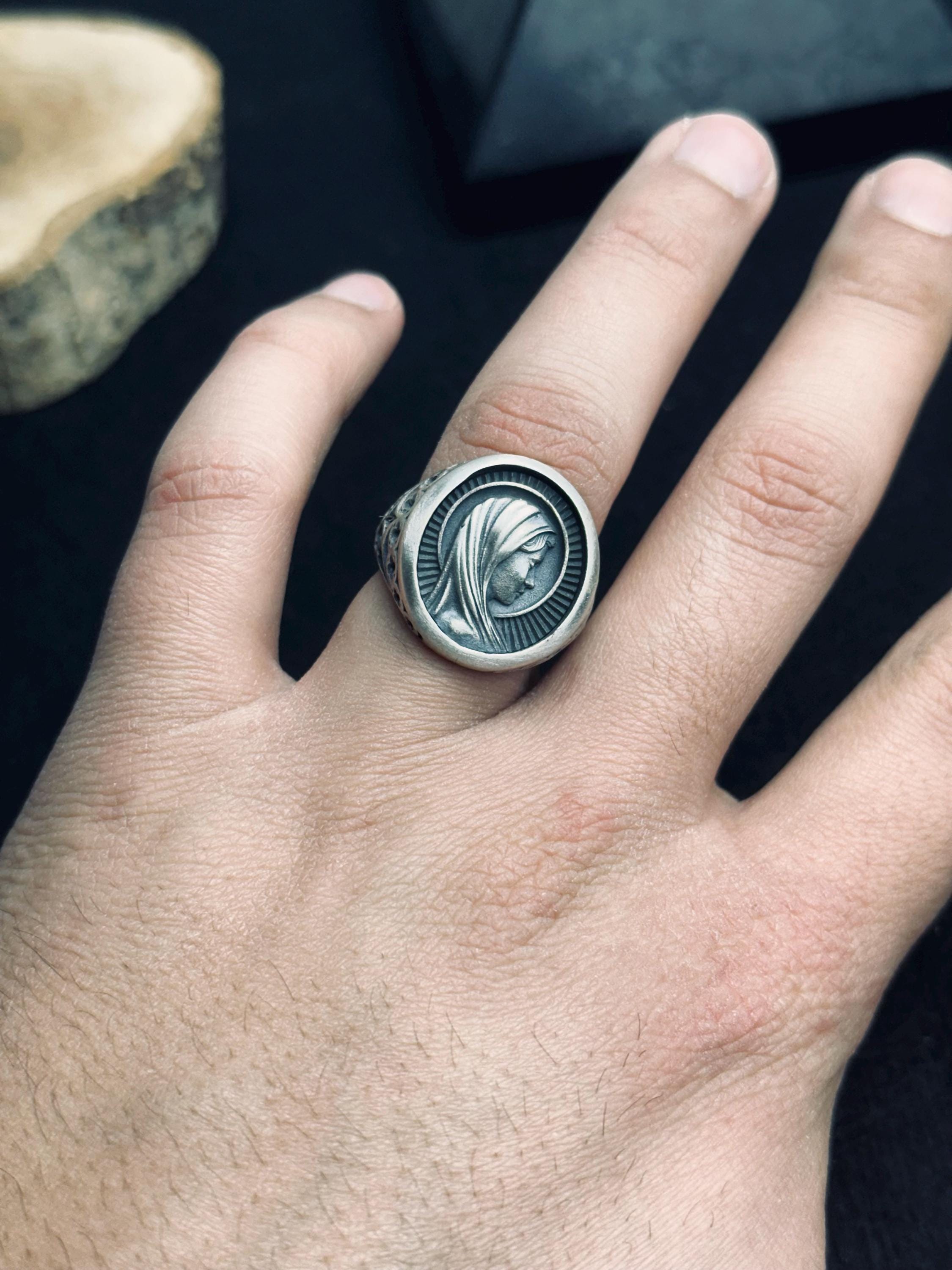 Virgin Mary Sterling Silver Ring - Miraculous Religious Jewelry