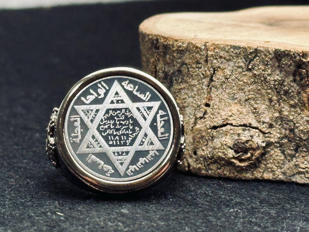 Sterling Silver Ring: Seal of Solomon Design - Handmade Spiritual Jewelry