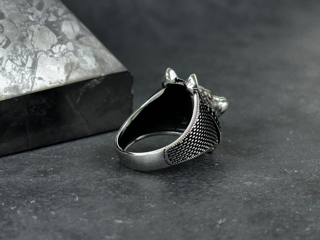 Sterling Silver Wolf Ring: Handmade Men's Statement Jewelry