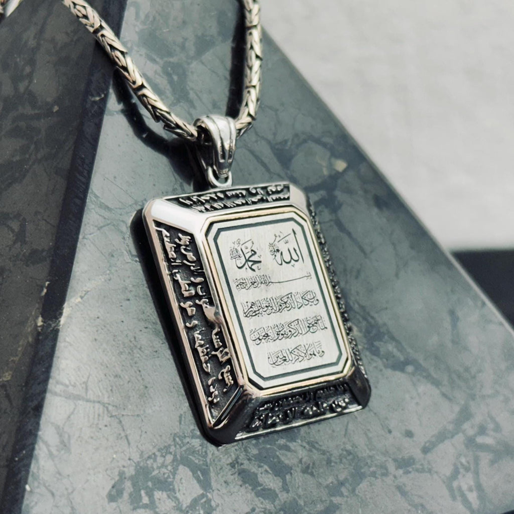 Arabic Ayat Pendant Necklace - Handmade Sterling Silver, Turkish Style