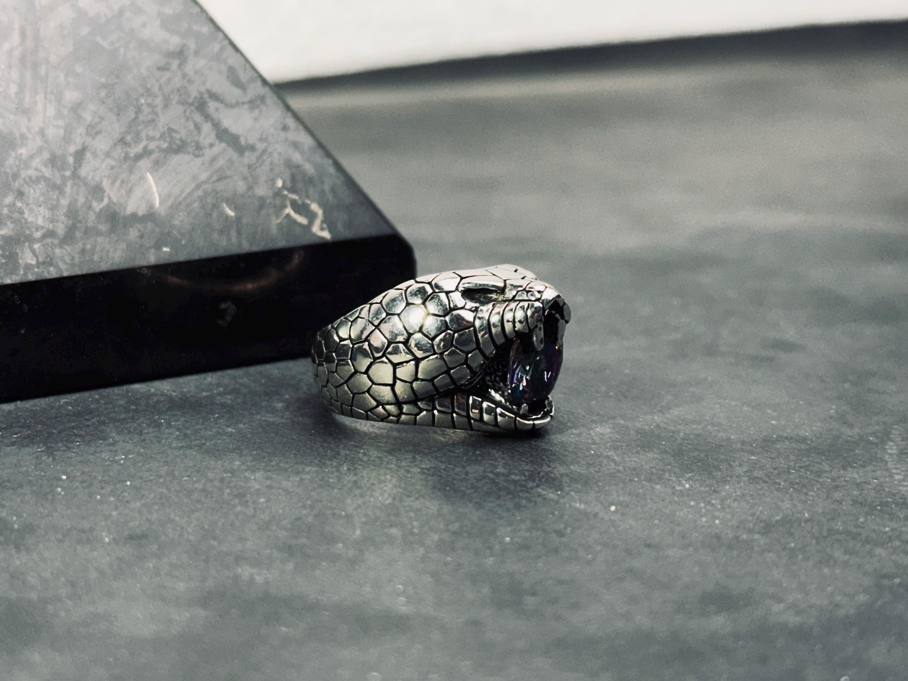 Snake Ring: Mystic Topaz Stone - Handmade Sterling Silver