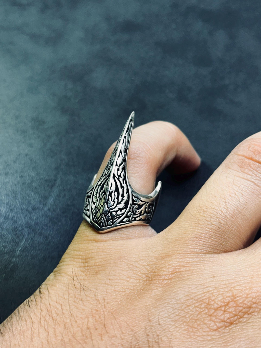 Handmade Sterling Silver Zihgir Thumb Ring – Traditional Turkish Archer Ring, Ottoman Style, Men’s Jewelry, Adjustable Gift Ring