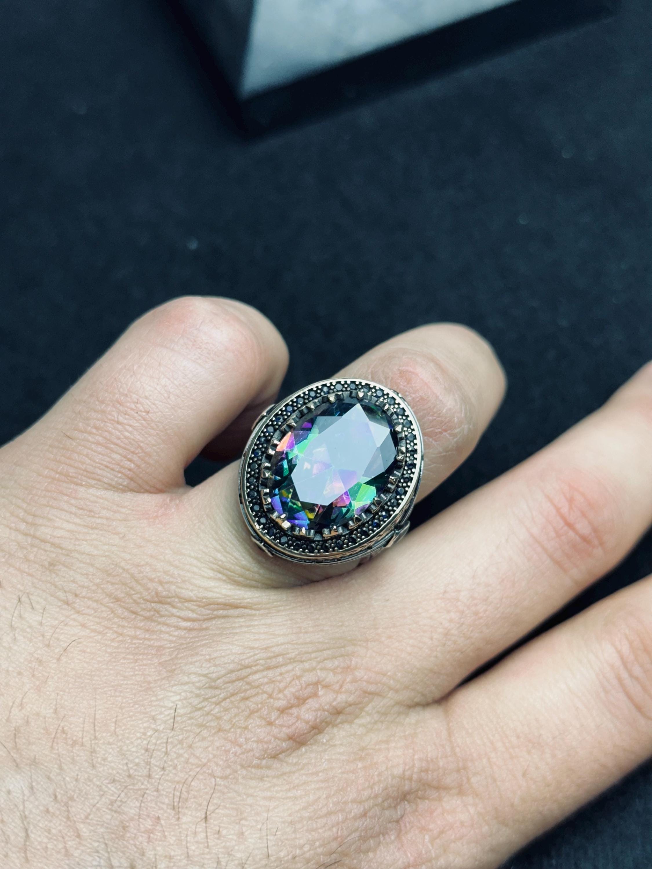 Serpent Ring: Mystic Topaz Stone - Sterling Silver Shaman Style