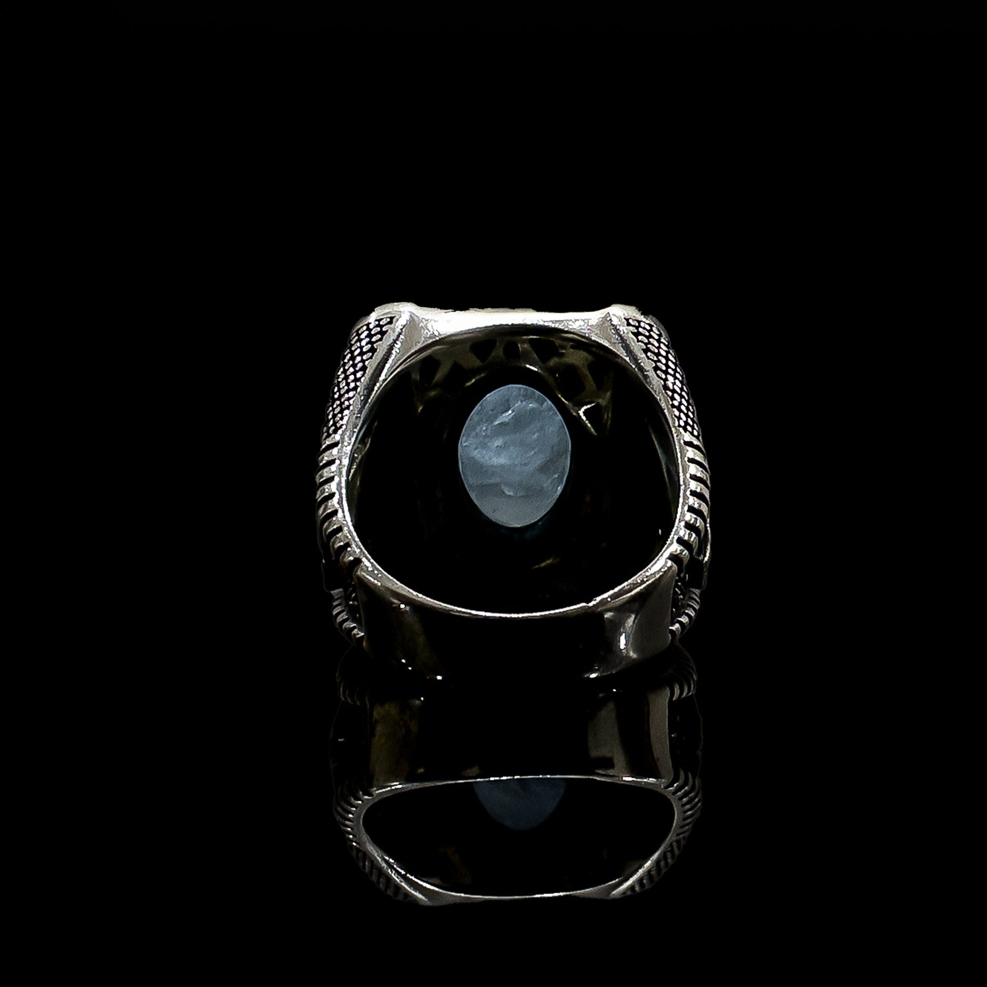 Paraiba Tourmaline  Mens Ring - Sterling Silver, Handmade with Eagle Motif