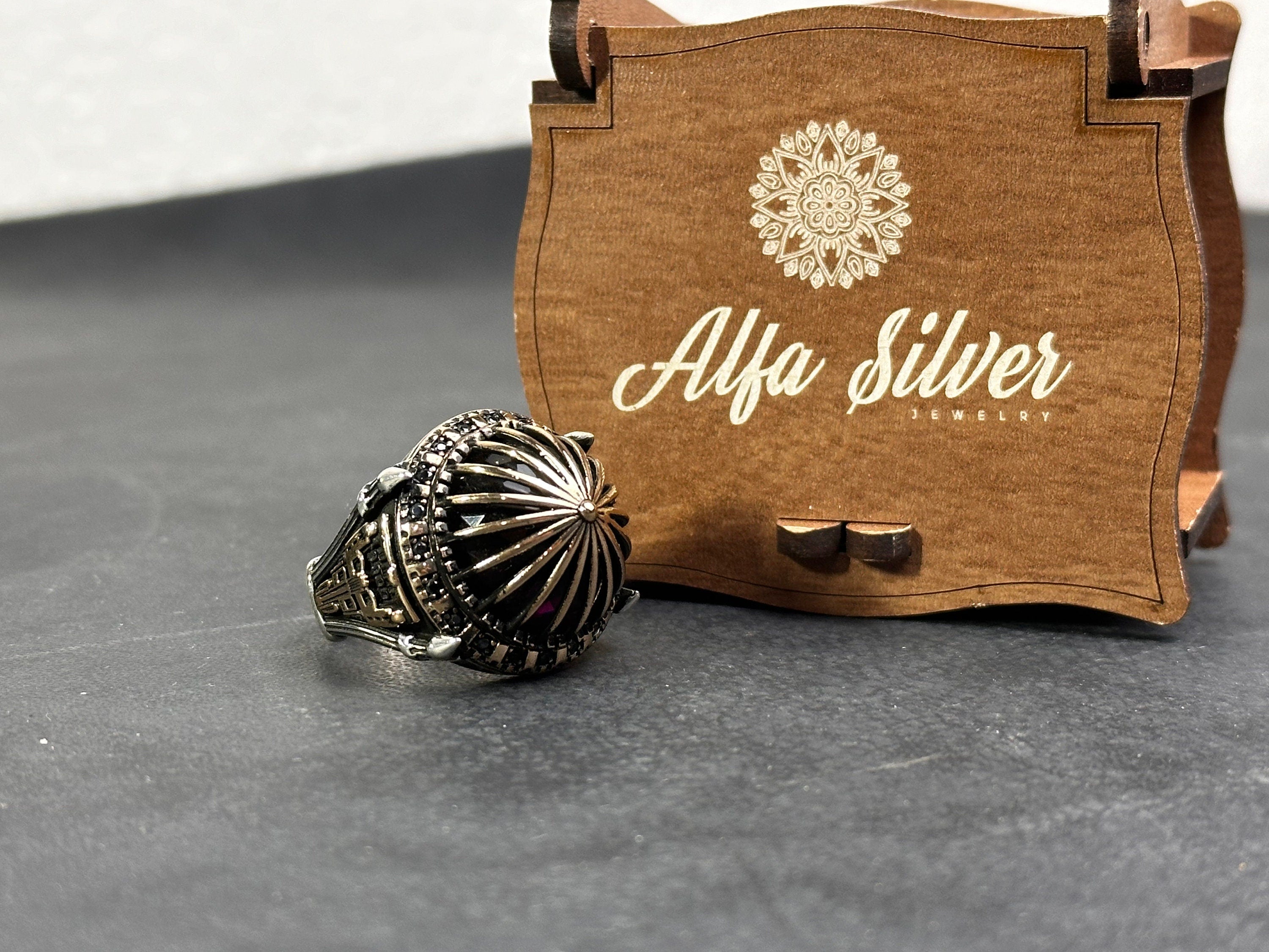 Islamic Sterling Silver Ring Al Aqsa Mosque (Oversized, Handmade)