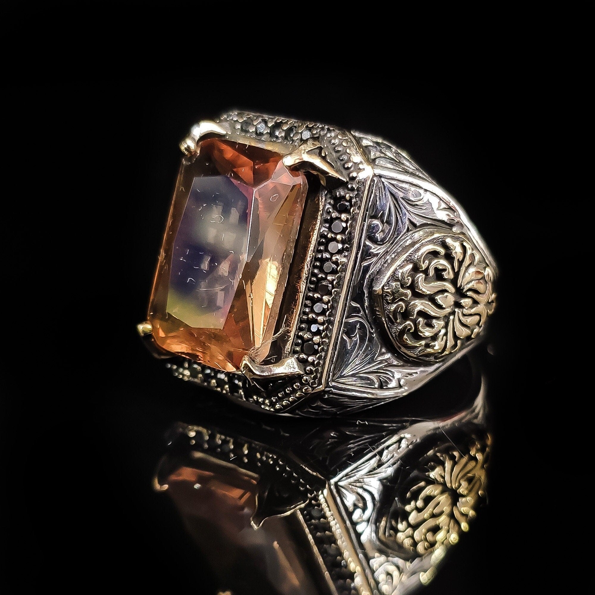 Sterling Silver Ring: Rare Sultanite Gemstone - Handmade Color Shift