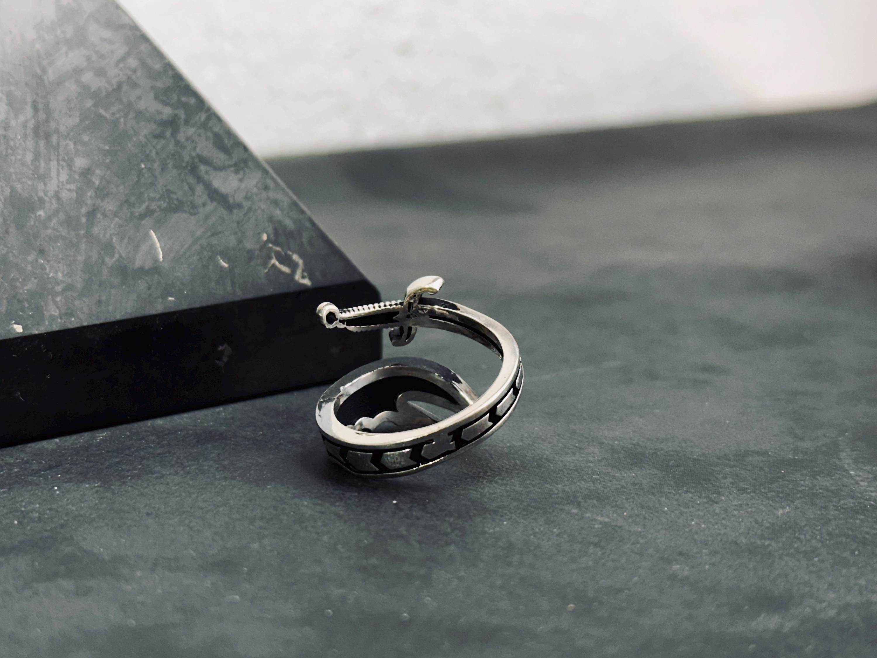 Adjustable Sword Ring: Zulfiqar Design - Sterling Silver, Handmade