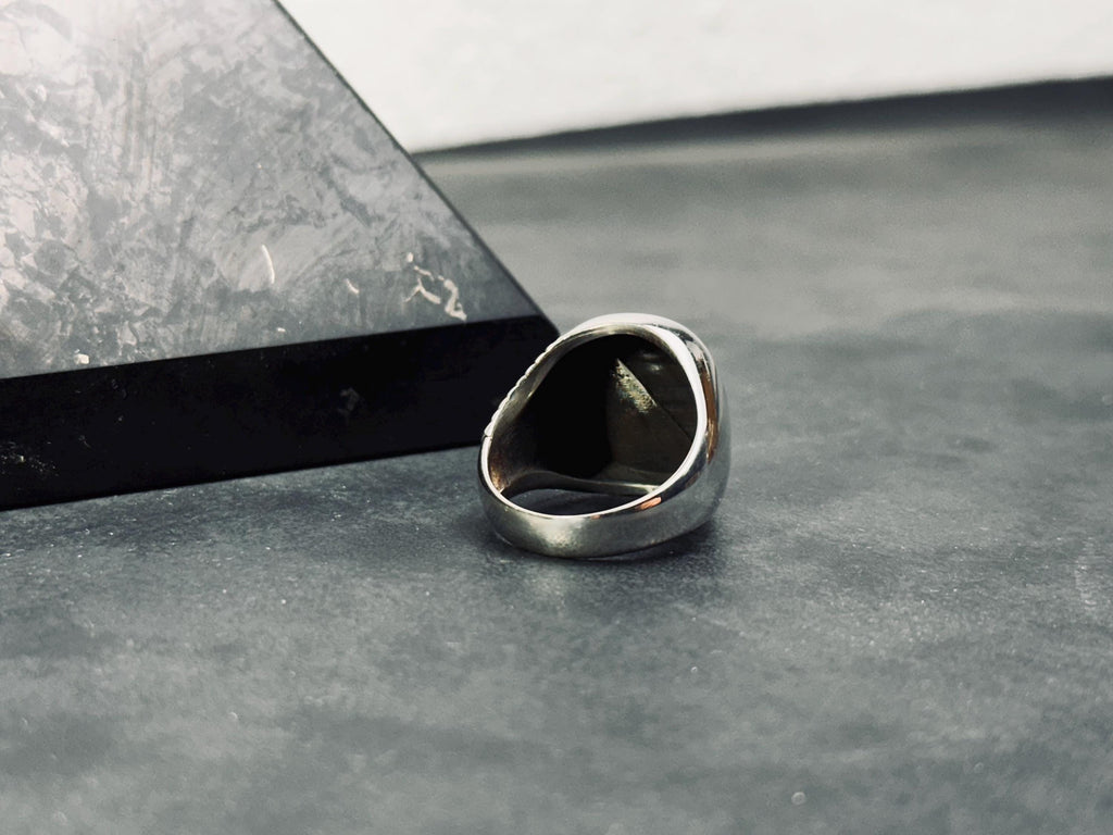 Sterling Silver Ring: Engraved Greek Style - Handcast Finish