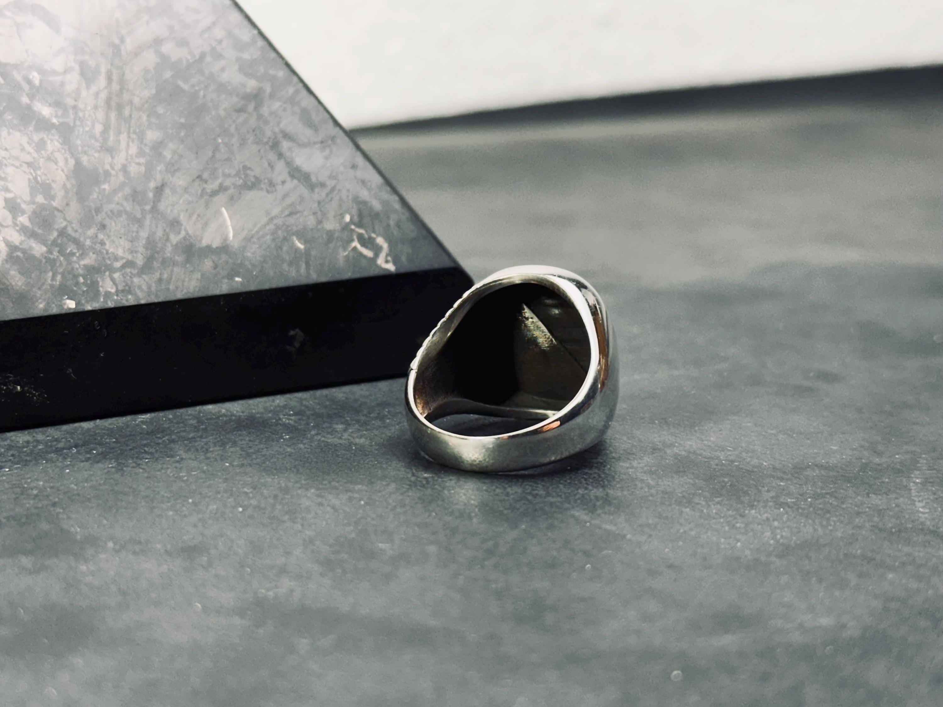 Sterling Silver Ring: Engraved Greek Style - Handcast Finish