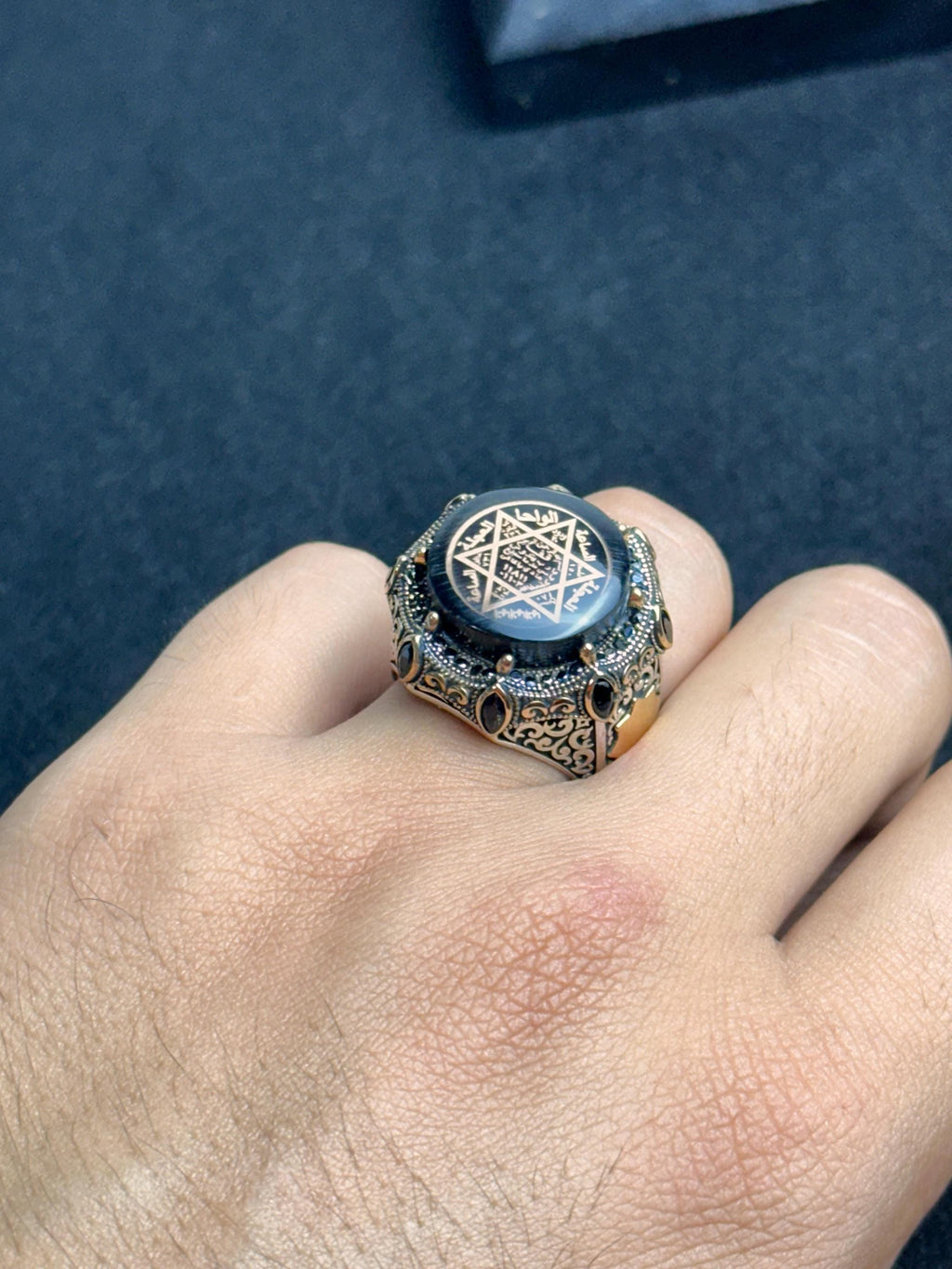 Sterling Silver Seal of Solomon Ring: Handmade Ottoman Design