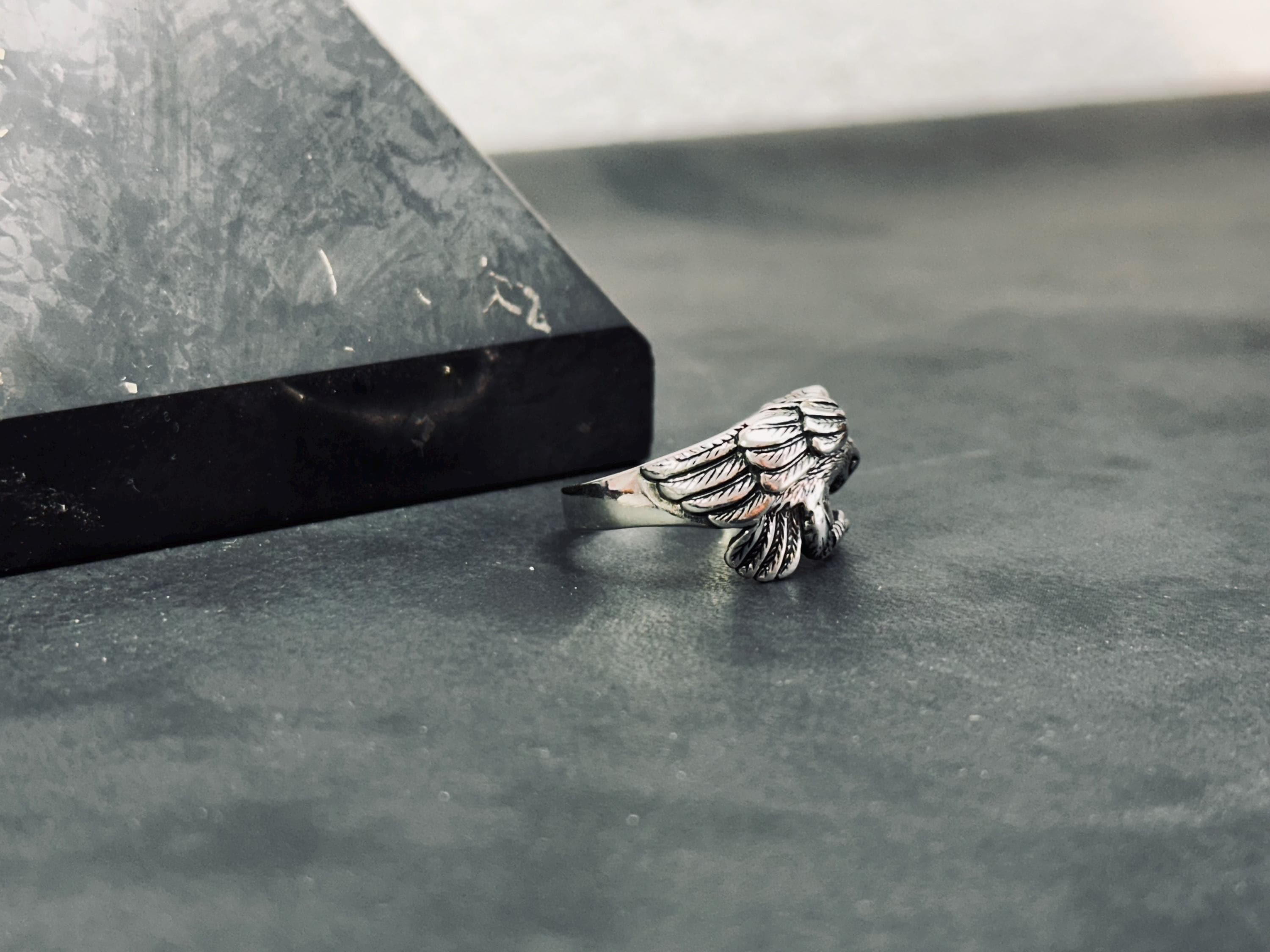 Boho Sterling Silver Eagle Ring, Adjustable Band (Unisex)