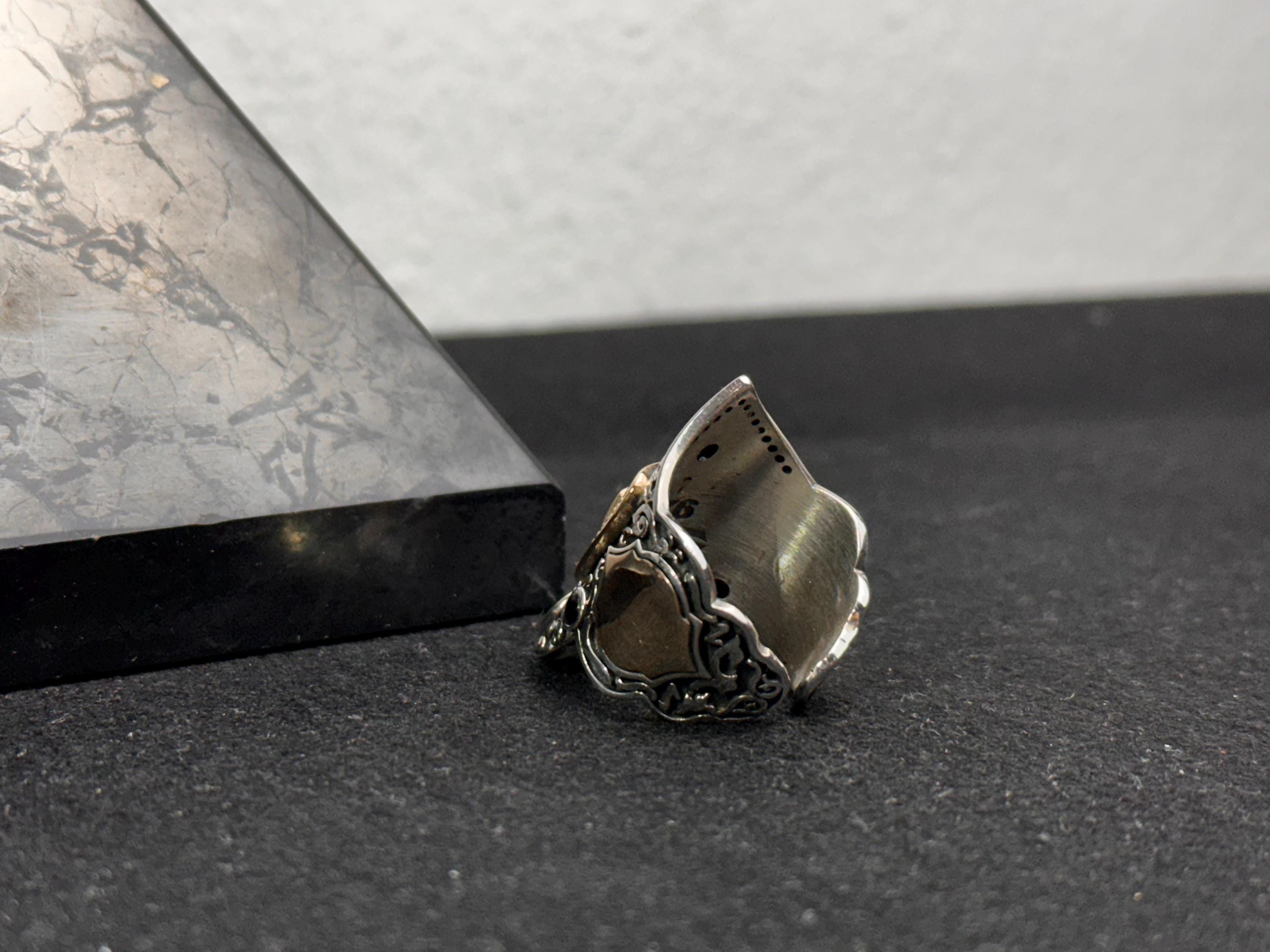 Oxidized Archer Ring - Adjustable Sterling Silver Thumb Band