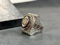 Solomon Seal Ring: Large Amber Stone - Sterling Silver Men’s Jewelry