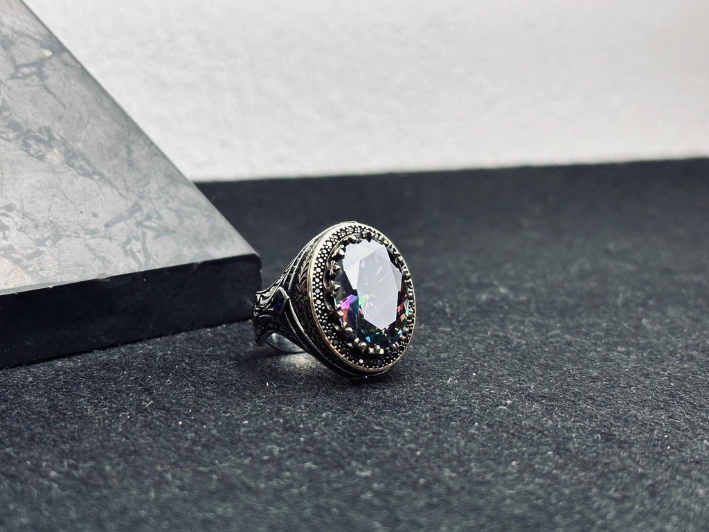 Serpent Ring: Mystic Topaz Stone - Sterling Silver Shaman Style