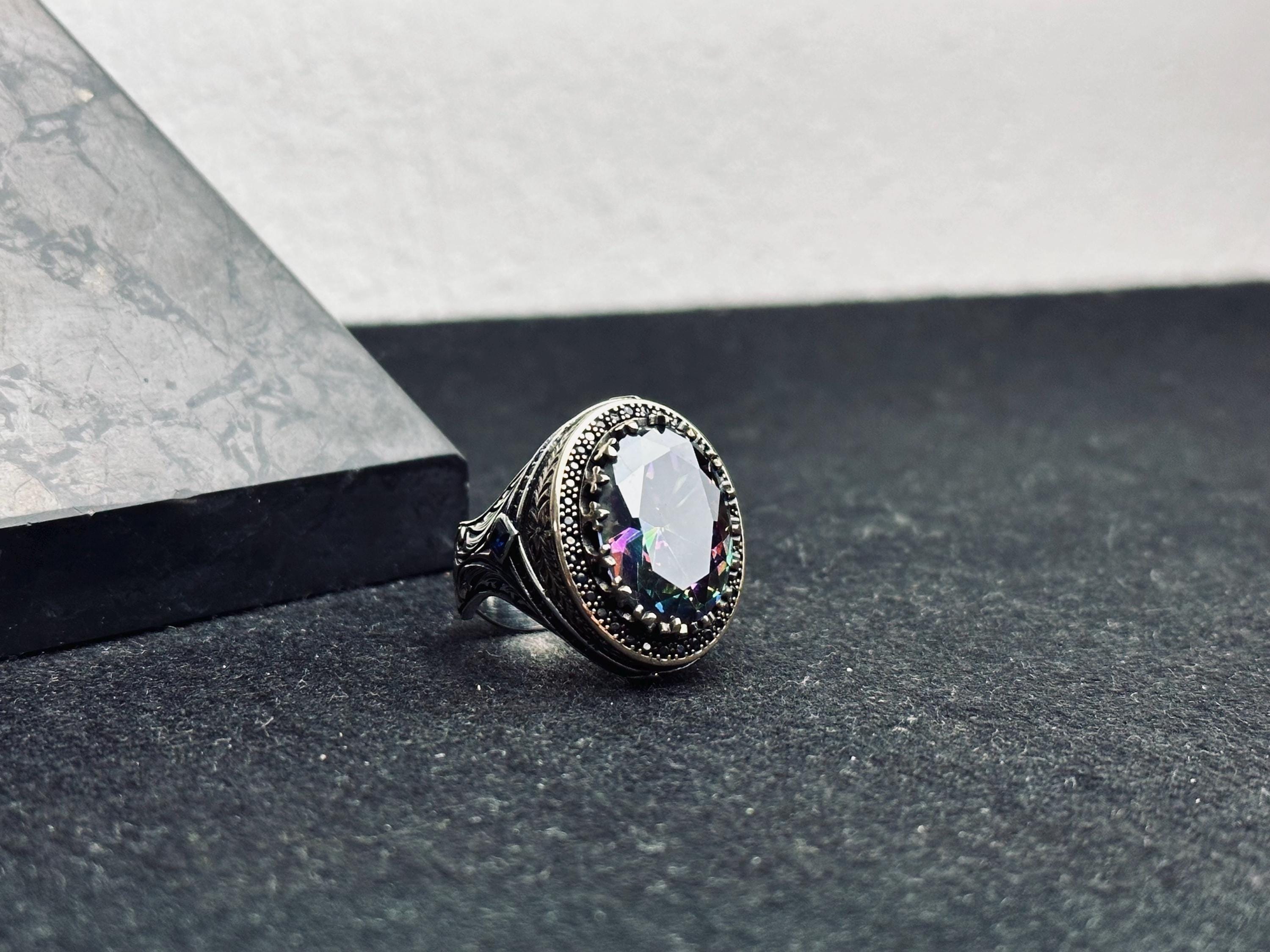 Serpent Ring: Mystic Topaz Stone - Sterling Silver Shaman Style