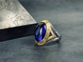 Zircon Statement Ring: Mystic Blue Oval - Sterling Silver
