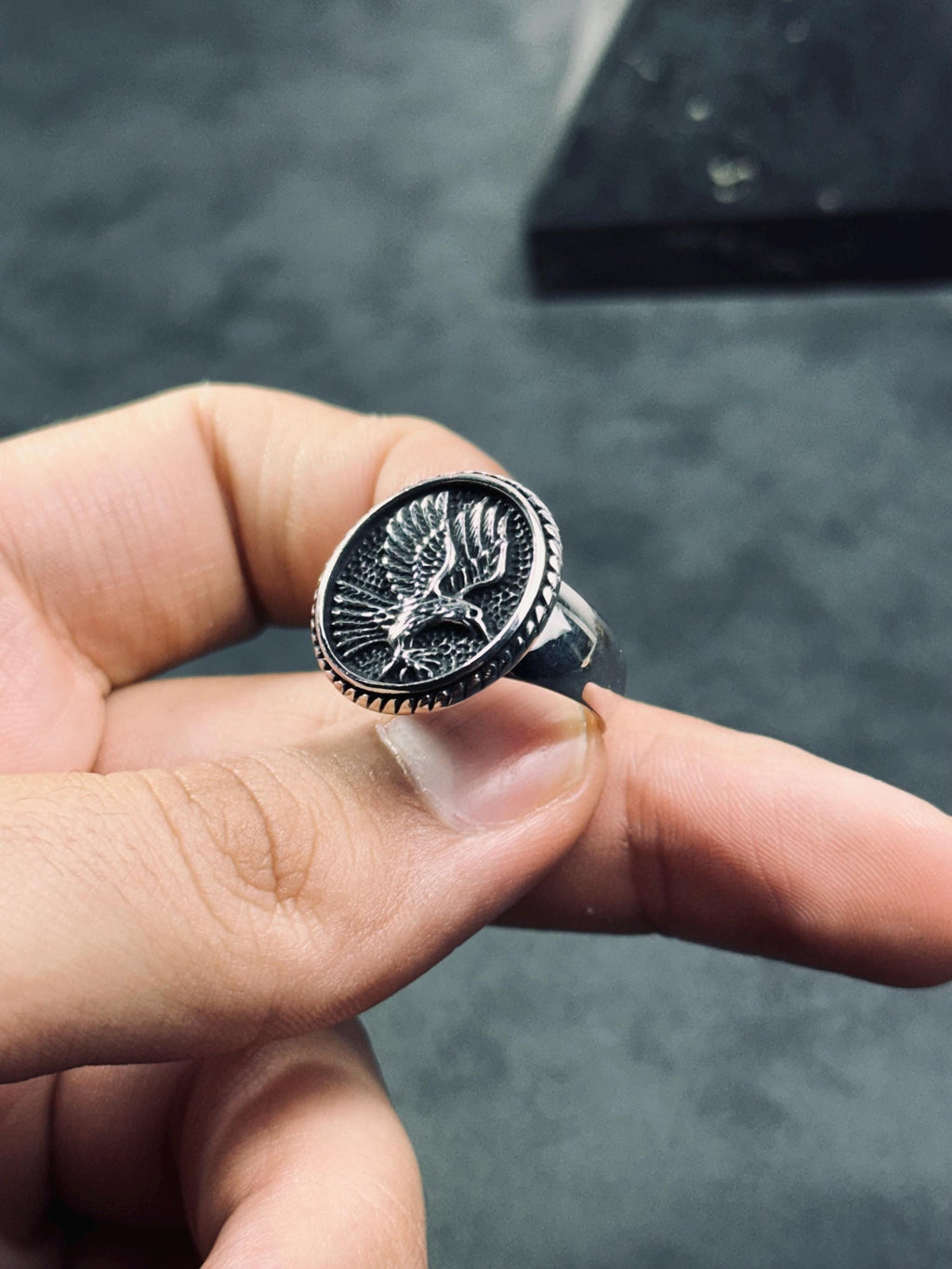 Raven Signet Ring: Sterling Silver Gothic Style (Men's Handmade)