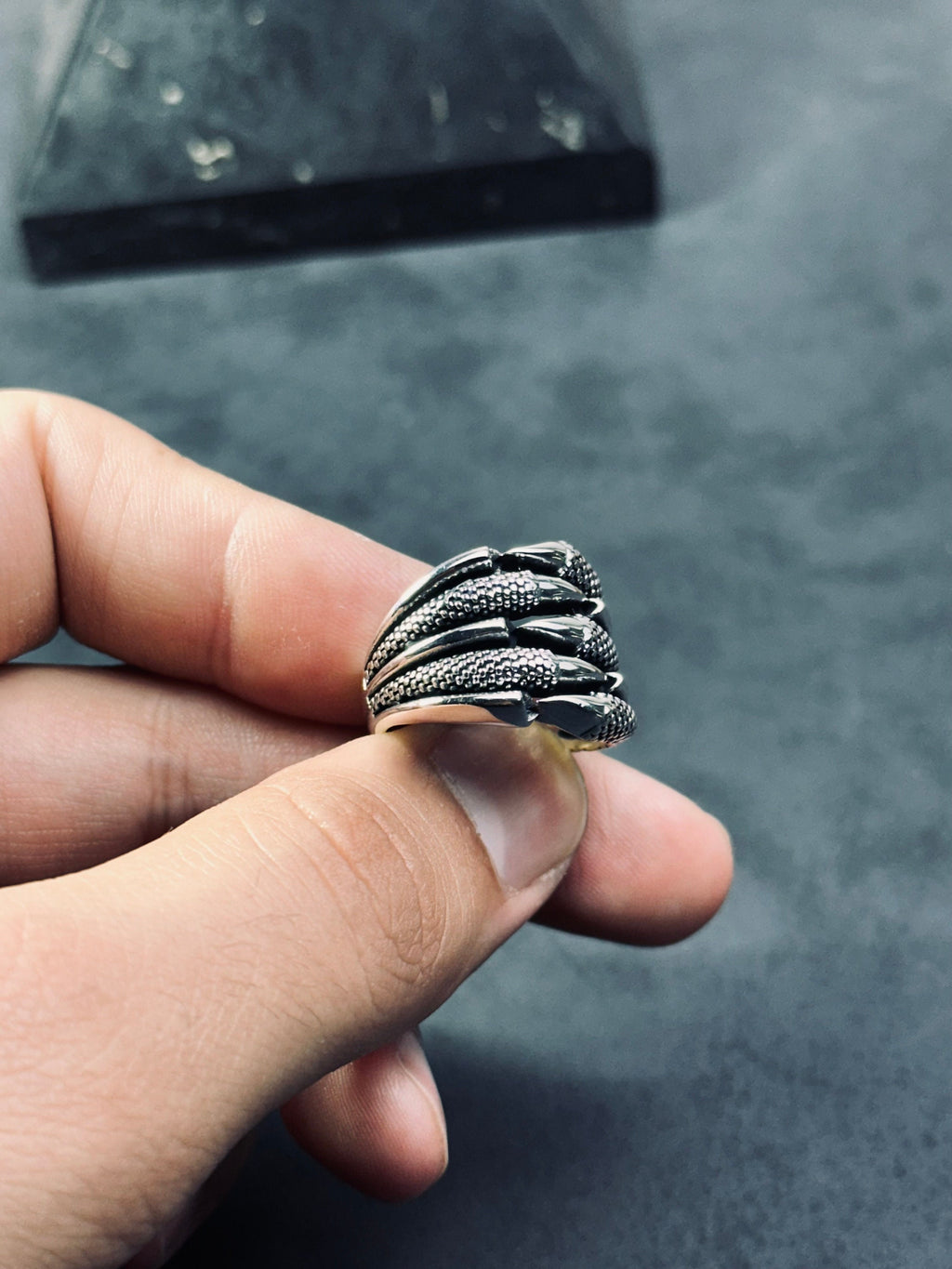 Men's Claw Silver Ring - Handmade 925 Sterling Statement Band