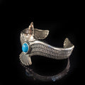 Sterling Silver Eagle Cuff Bracelet: Turquoise Stone, Handmade