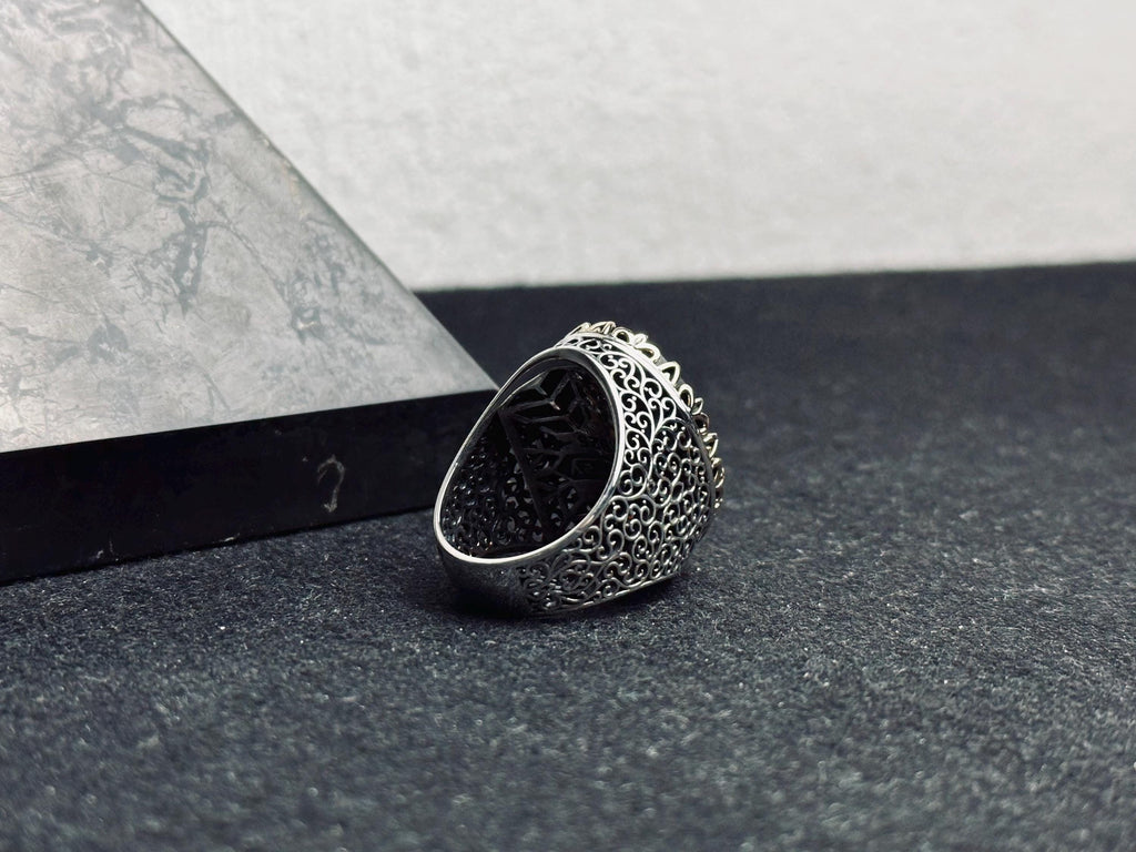 Labradorite Statement Ring: Meteorite Stone - Sterling Silver Handmade