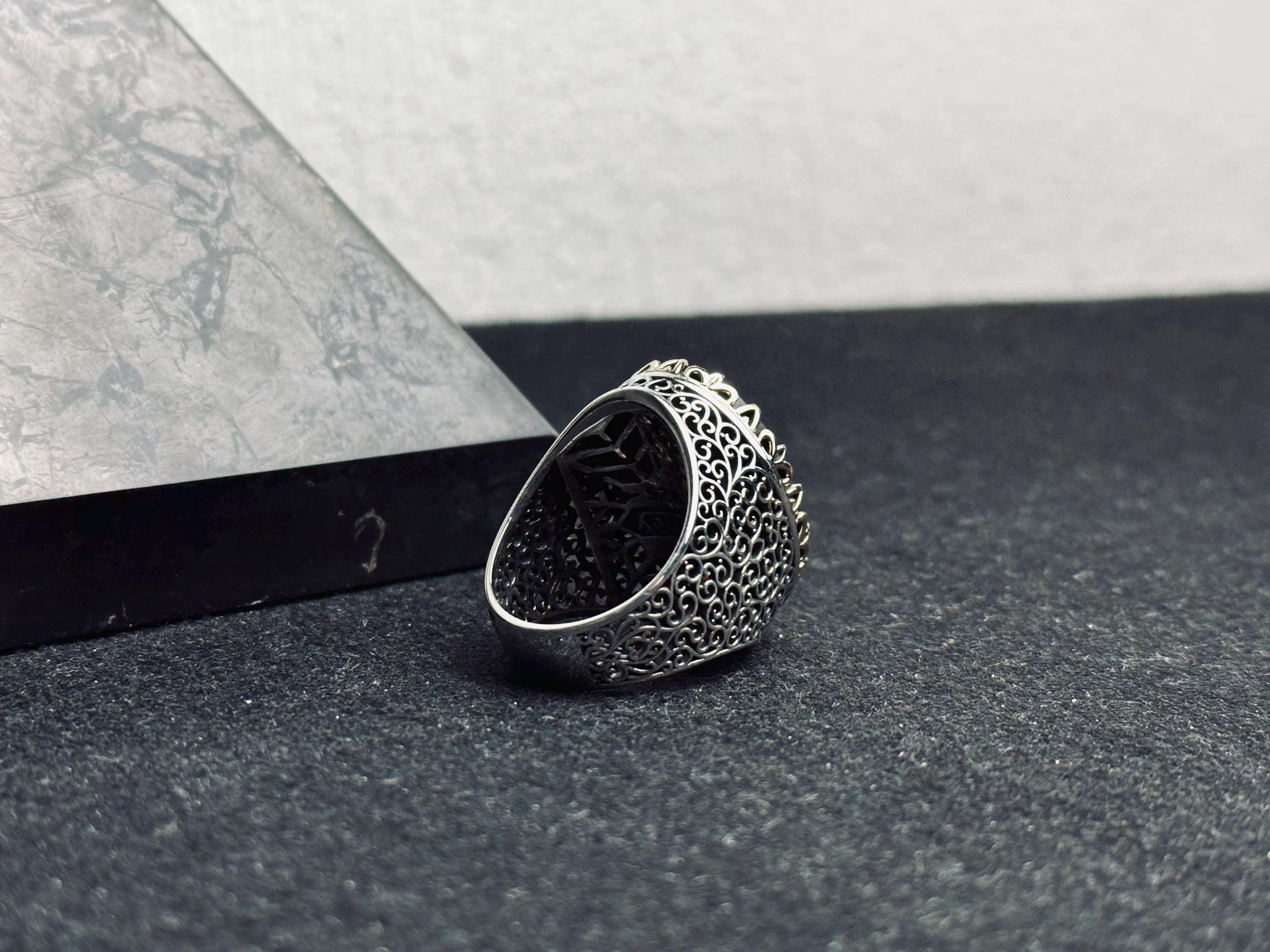 Labradorite Statement Ring: Meteorite Stone - Sterling Silver Handmade