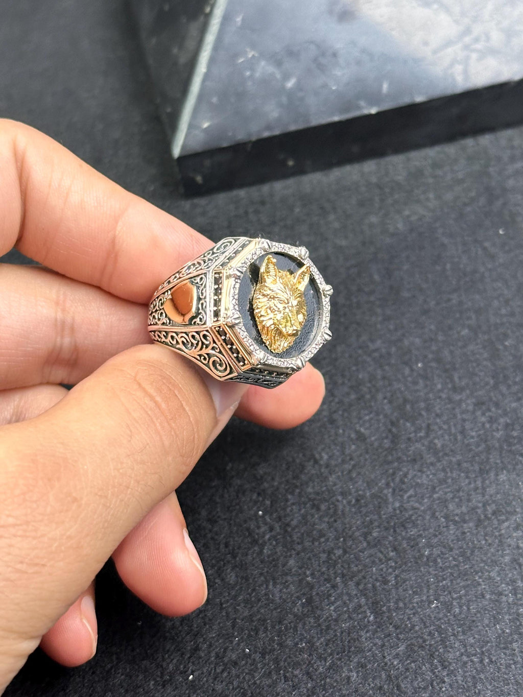 Wolf Signet Ring: Men's Sterling Silver Statement (Handmade)