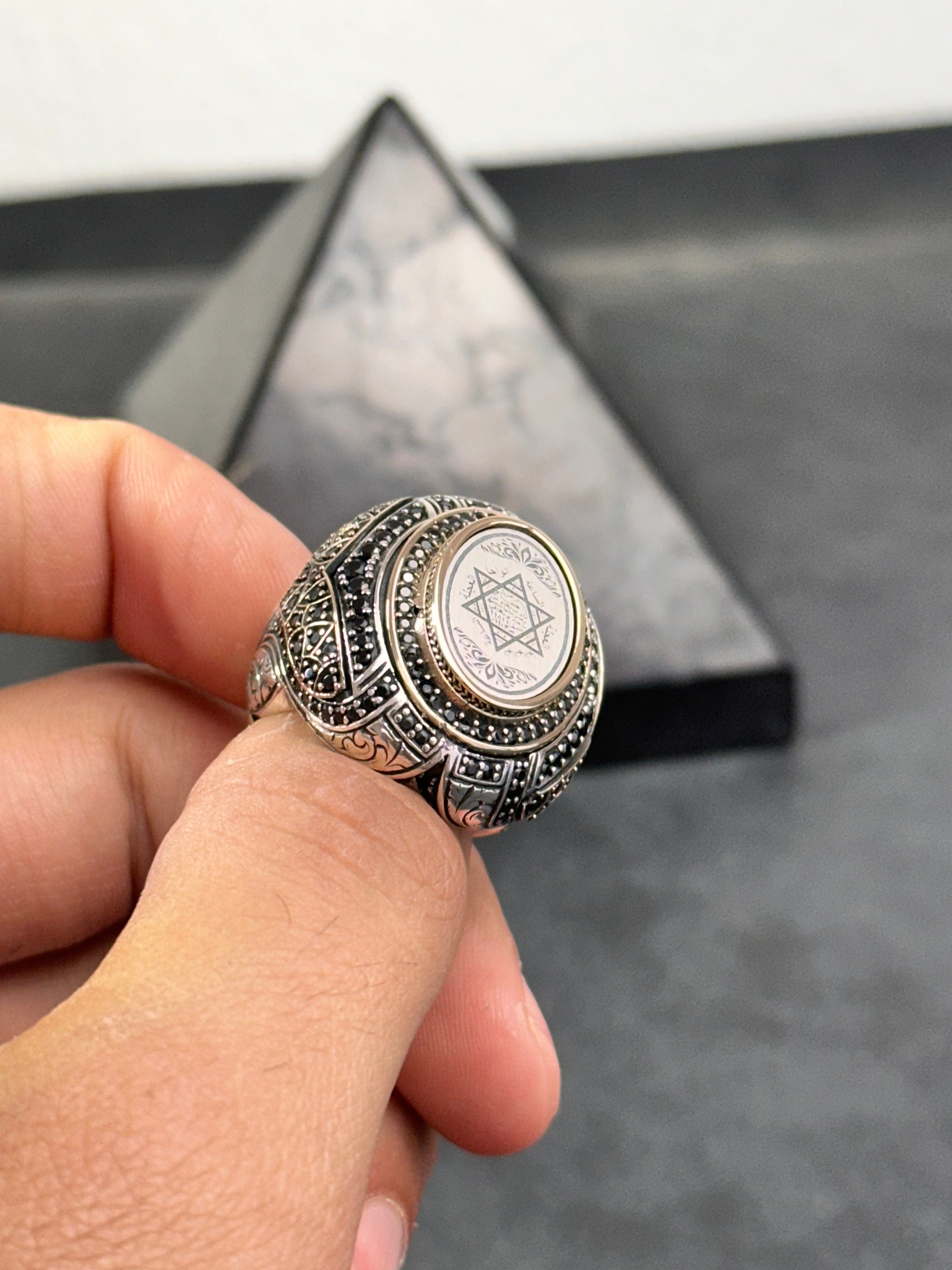Sterling Silver Seal of Solomon Ring - Handmade Men's Statement Jewelry
