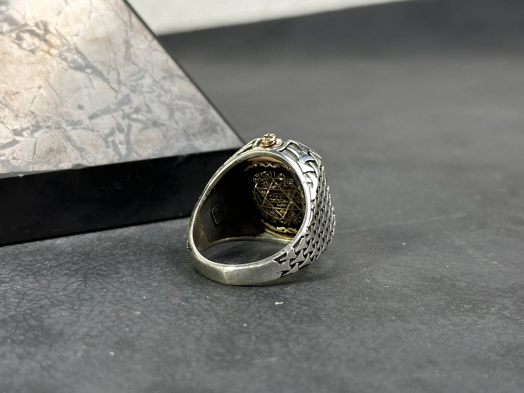 Seal of Solomon Onyx Ring, Double-Sided Sterling Silver (Men's Size)