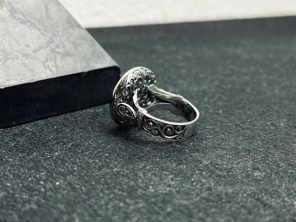 Islamic Prayer Ring: Sterling Silver Arabic Ayat (Handmade Vintage Style)