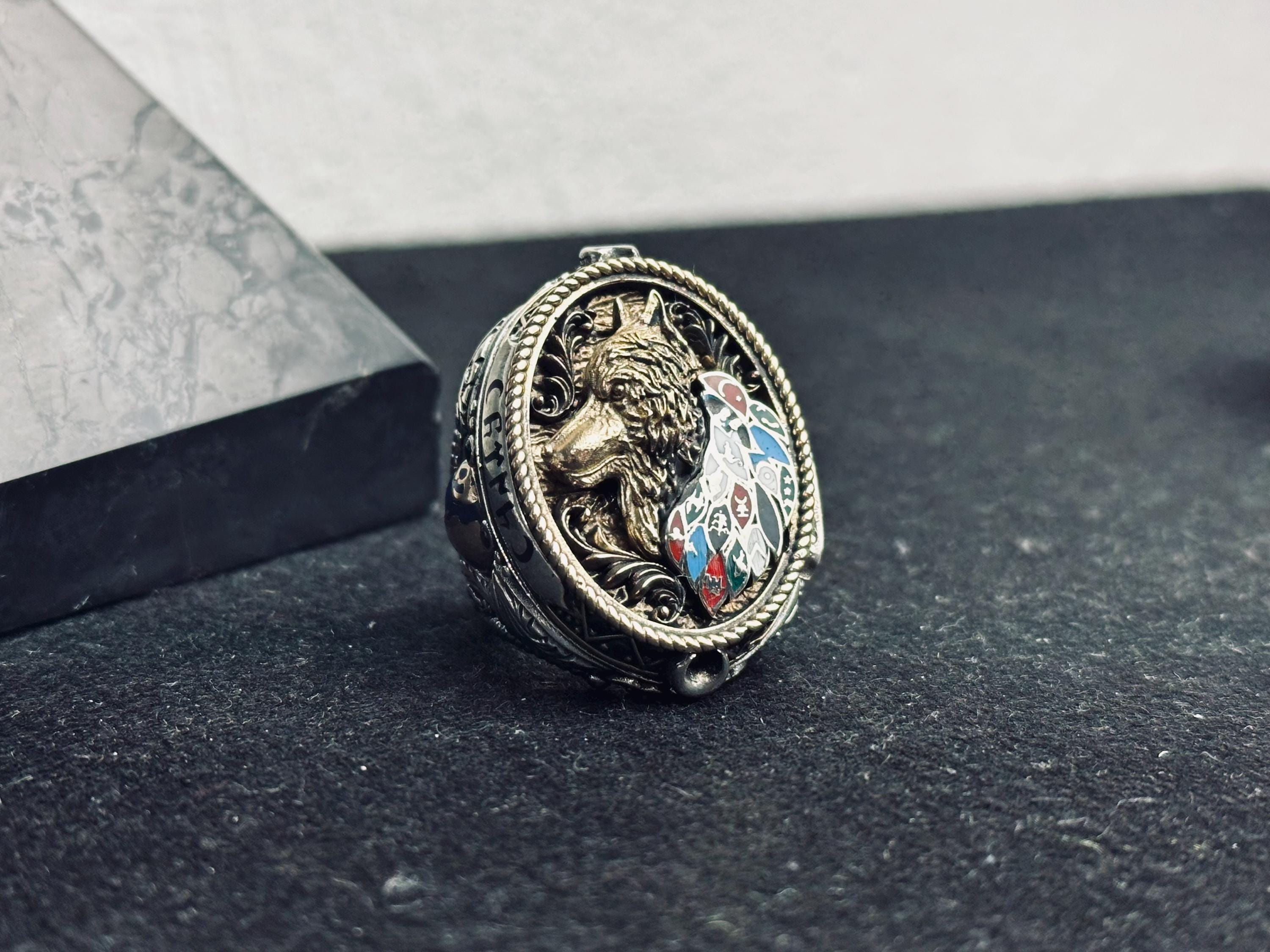 Wolf Head Ring, 925 Sterling Silver, Handmade Patriotic Jewelry