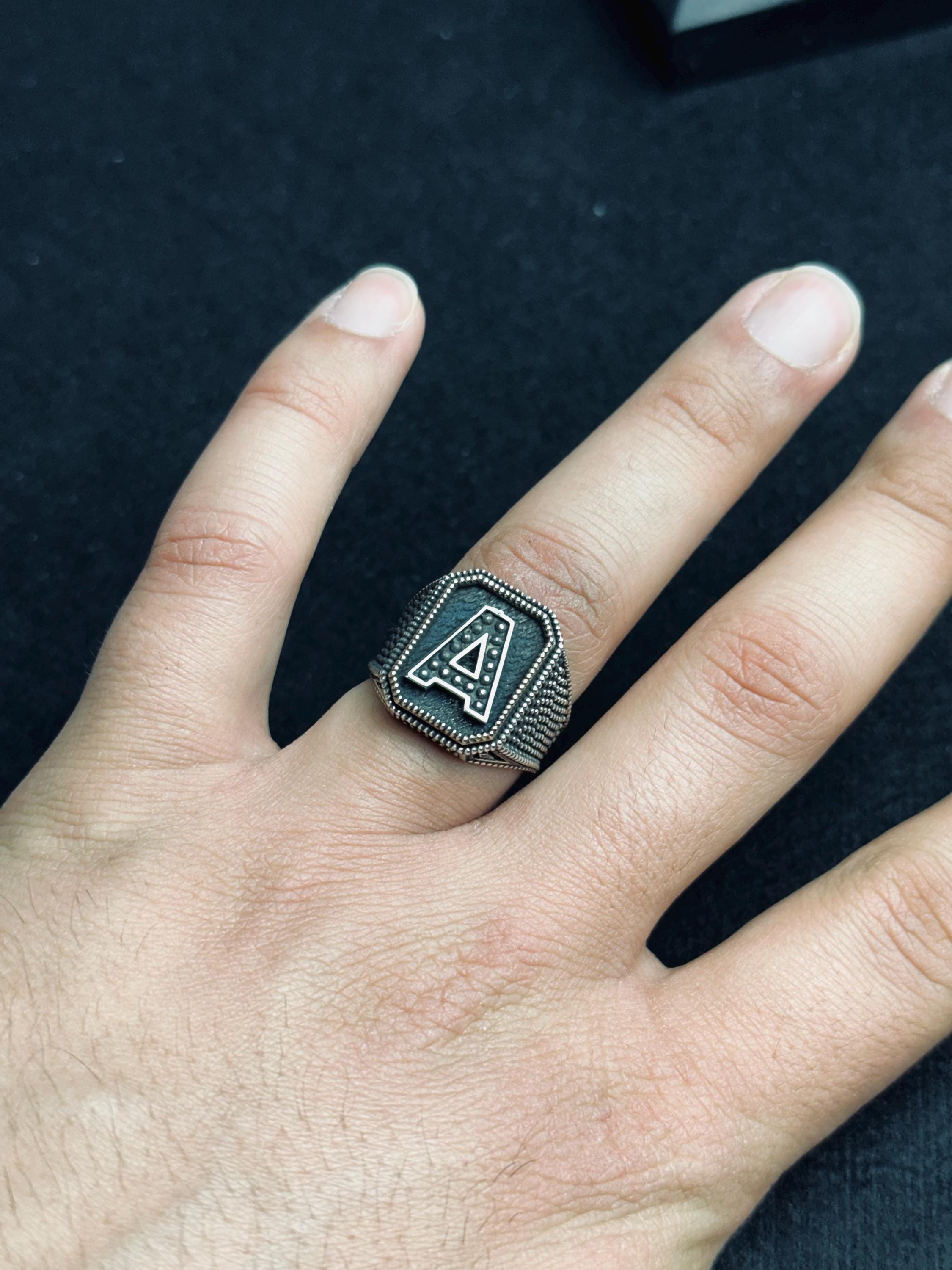 Signet Ring: Sterling Silver Monogram Design (Custom Sizes Available)