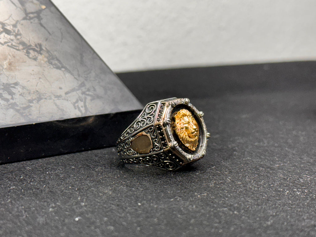 Lion Signet Ring: Sterling Silver Statement Jewelry (Men's Sizes)
