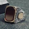 Sterling Silver Men's Amber Ring - Handmade Turkish Baltic Stone