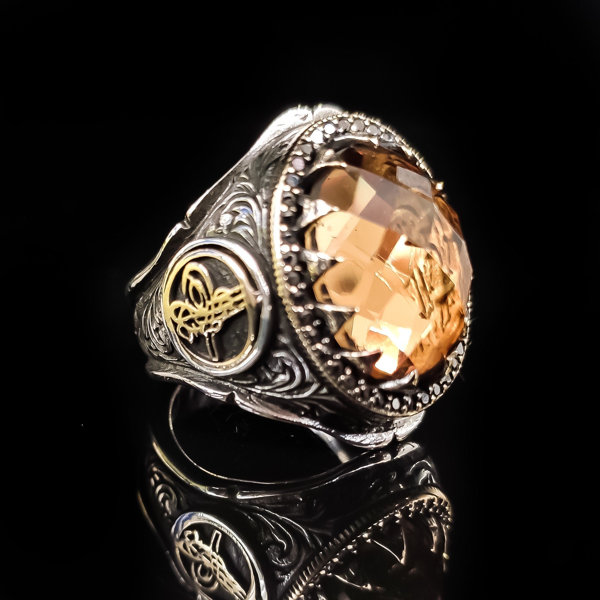 Sultanit Men's Ring - Handmade Sterling Silver, Color Change Stone