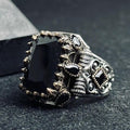 Men's Statement Ring: Black Zircon Square - 925 Sterling Silver
