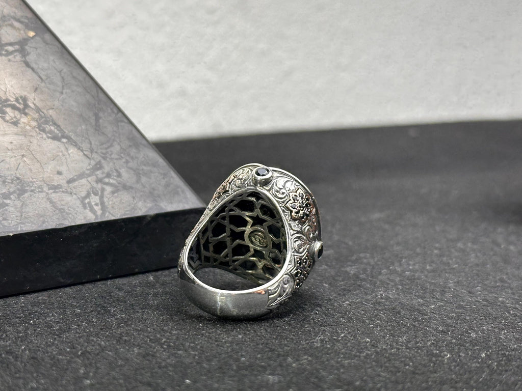 Sterling Silver Solomon Ring - Engraved Star of David Design