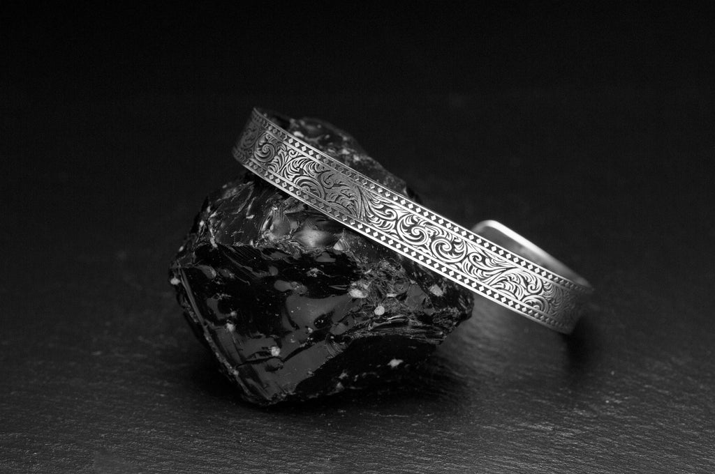 Custom Engraved Silver Bracelet: Handmade Sterling Cuff for Men