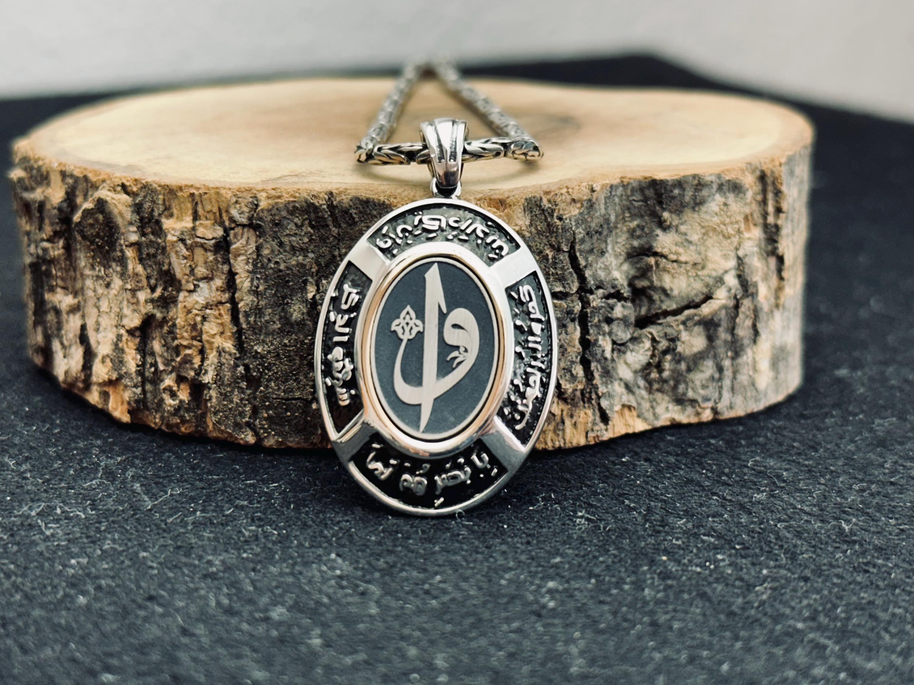 Vav Pendant Necklace: Sterling Silver Calligraphy (Handmade, Turkish Design)