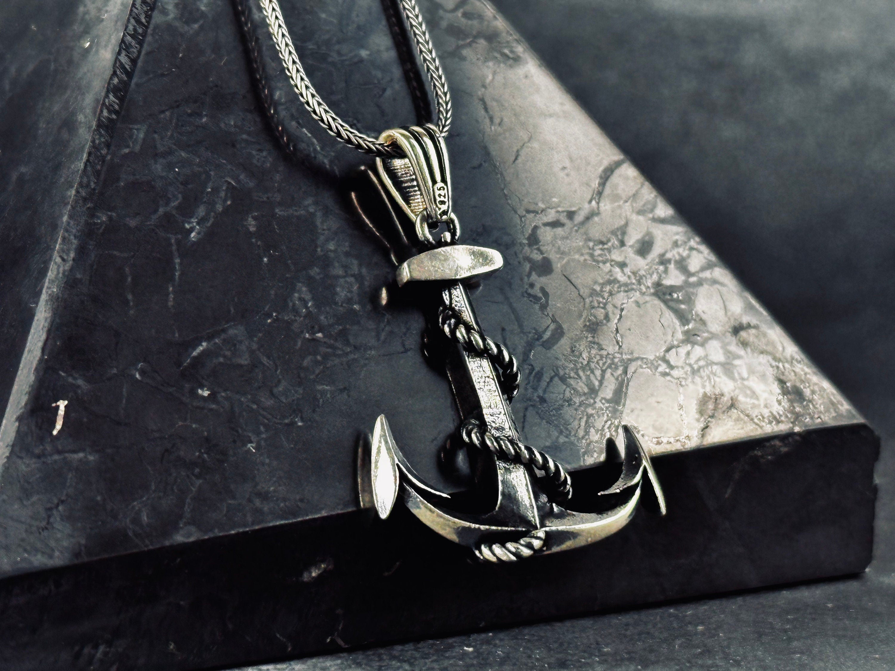 Anchor Pendant Necklace: Silver Nautical Jewelry (Chain Length Options)