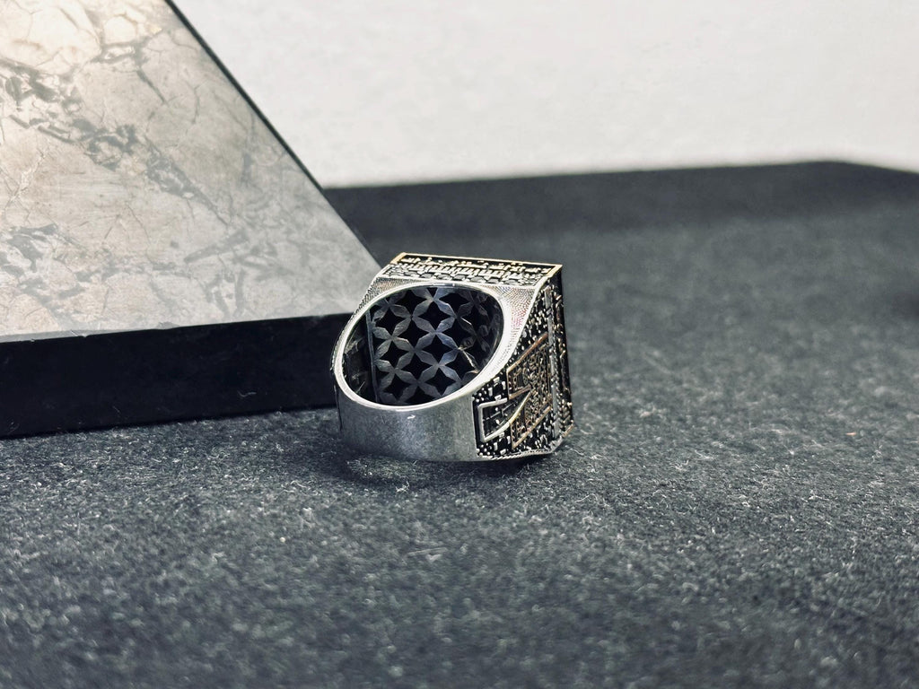 Prayer Ring: Sterling Silver Square - Arabic Calligraphy Engraving