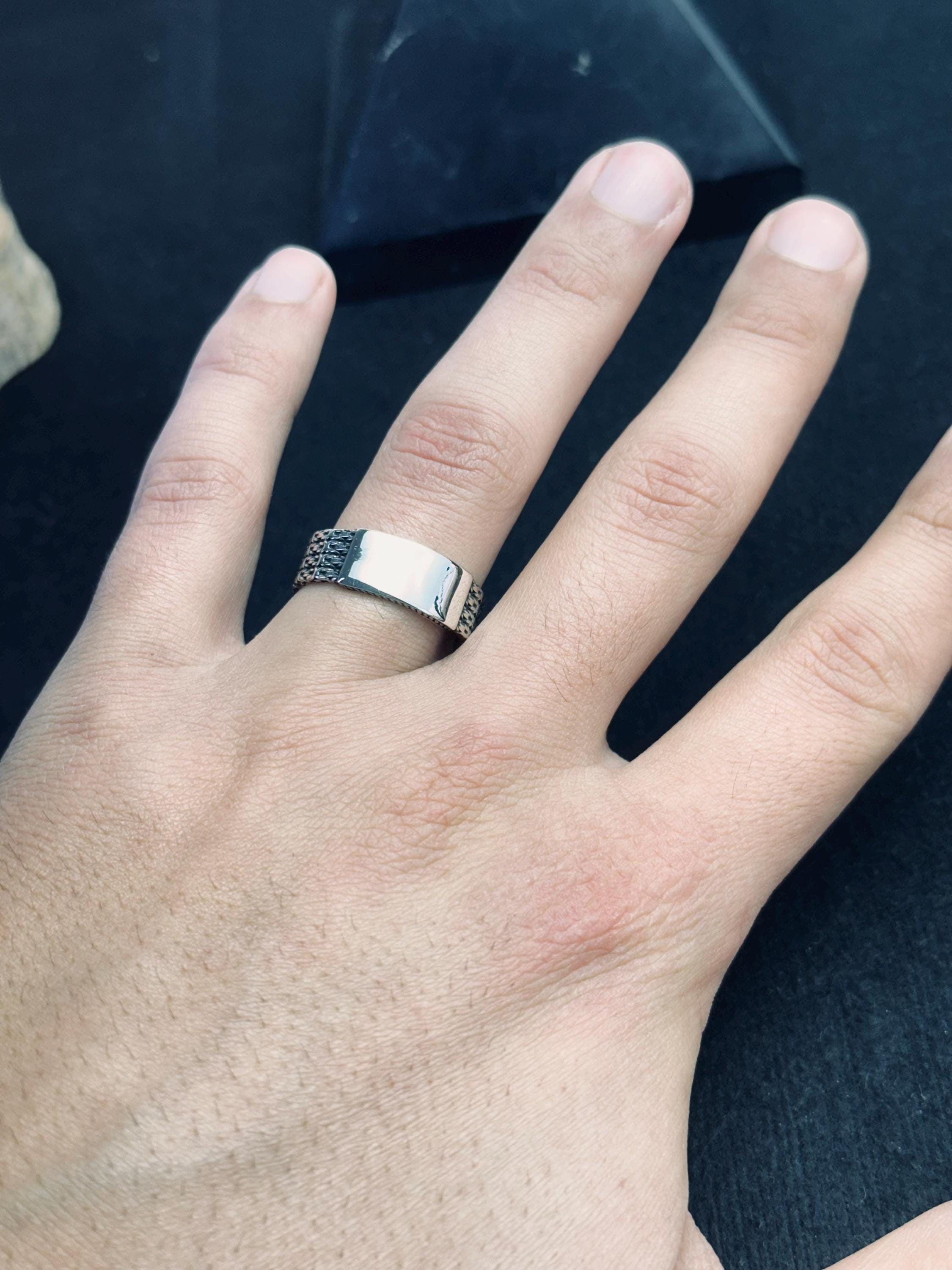 Personalized Sterling Silver Ring: Minimalist Band with Custom Engraving