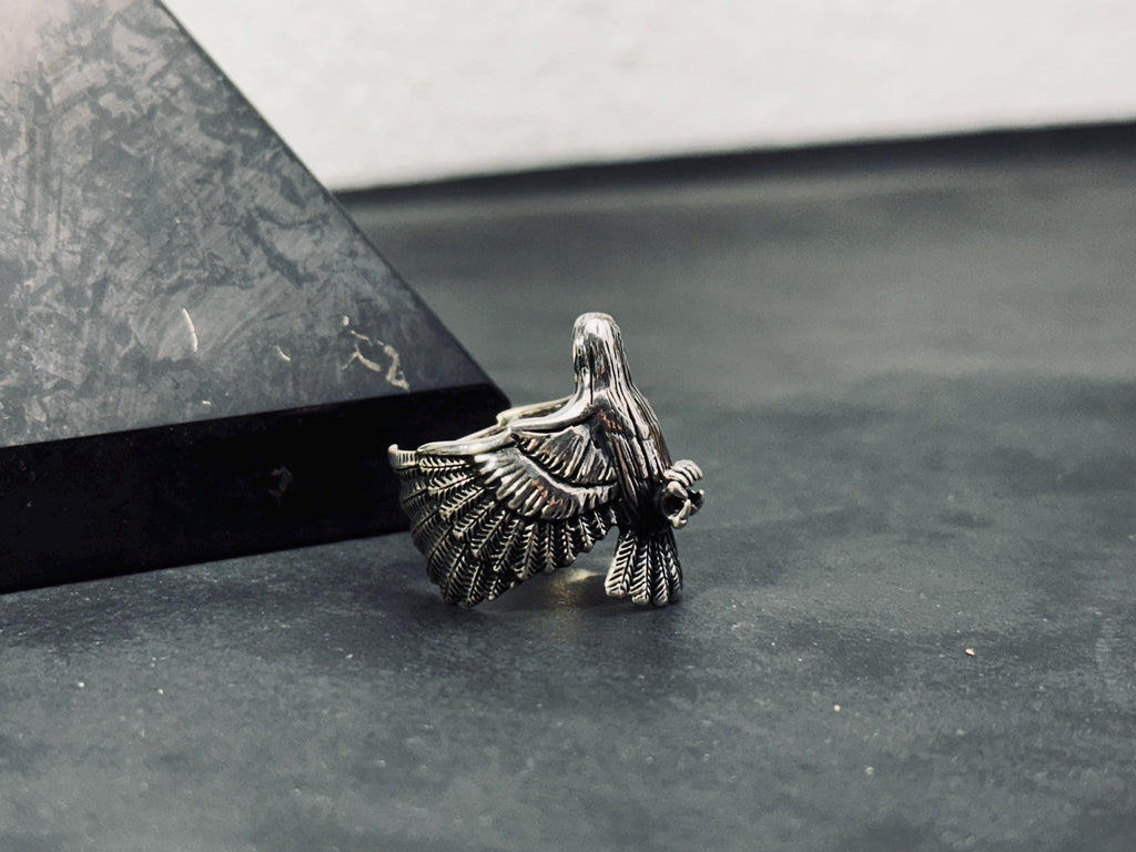 Eagle Statement Ring: Oxidized Sterling Silver (Adjustable)