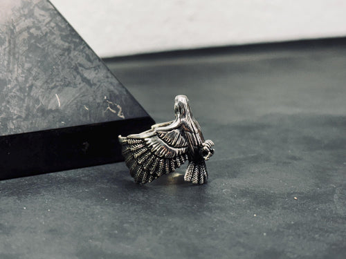Eagle Statement Ring: Oxidized Sterling Silver (Adjustable)