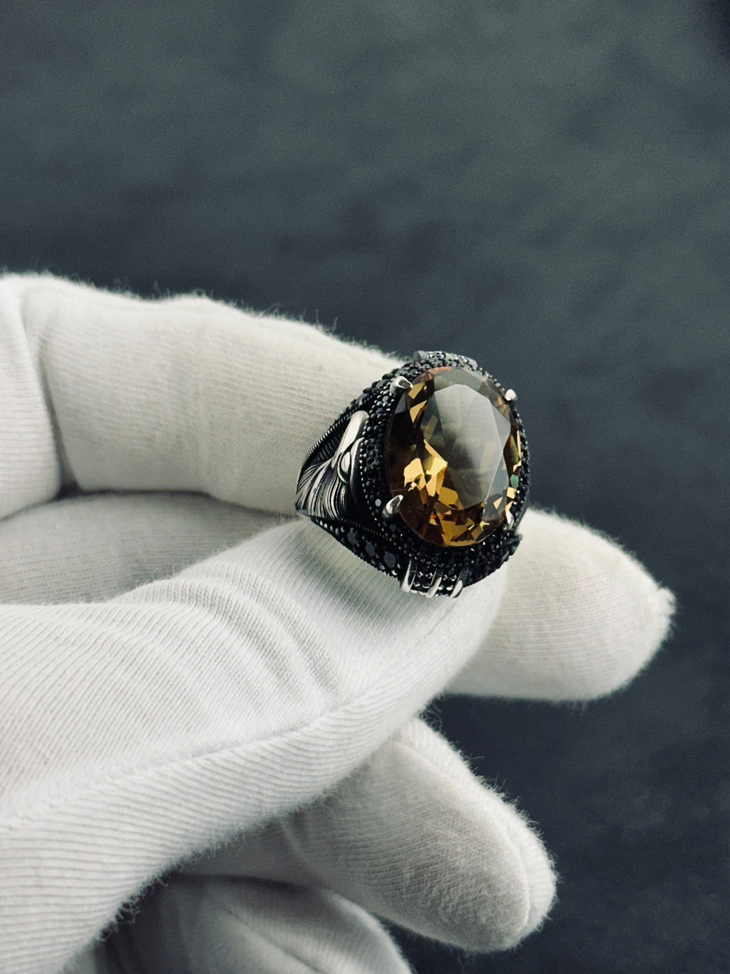 Sterling Silver Eagle Ring: Natural Sultanite Gemstone - Handmade