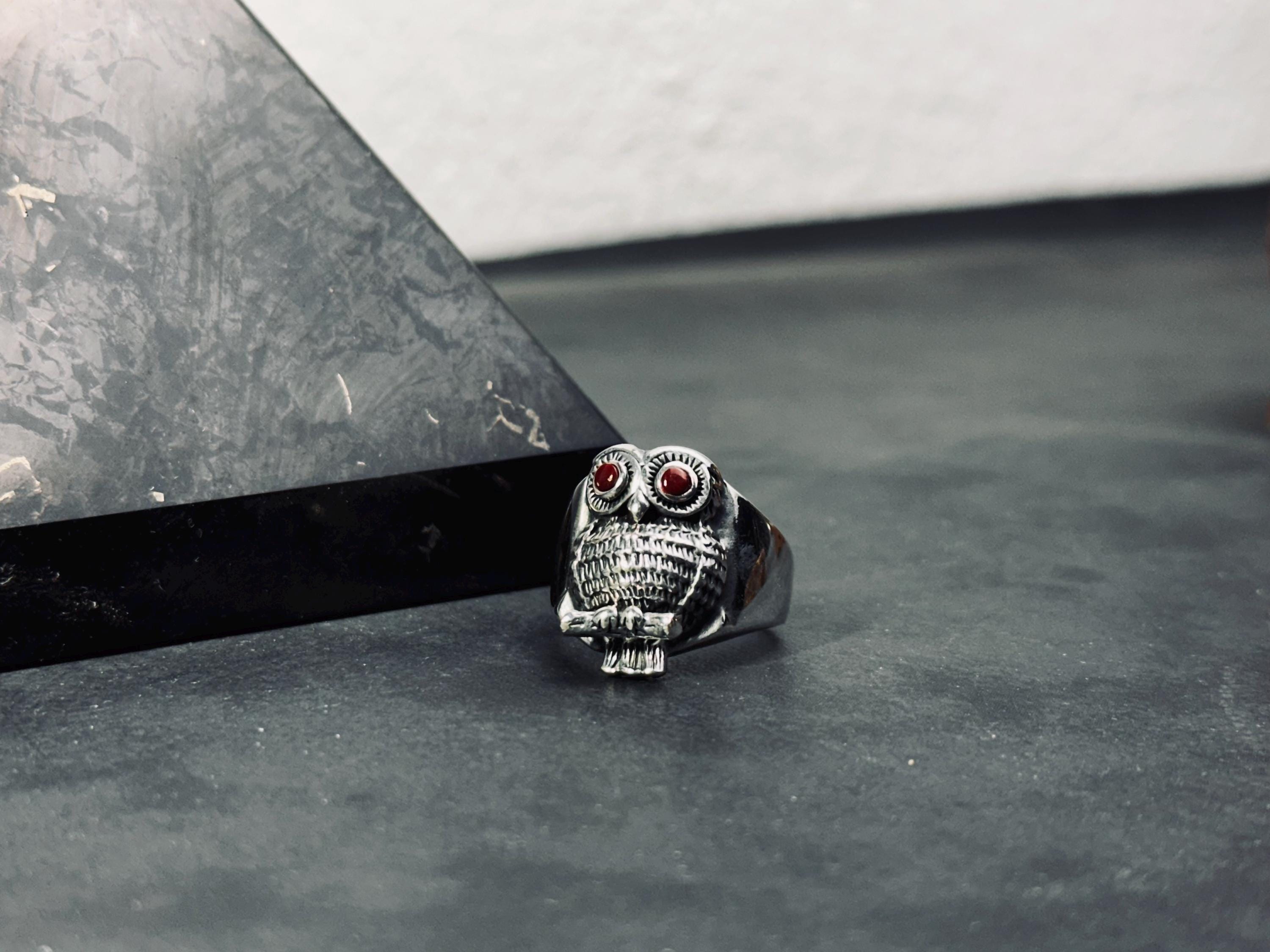 Sterling Silver Owl Ring - Handcrafted Animal Lover Jewelry