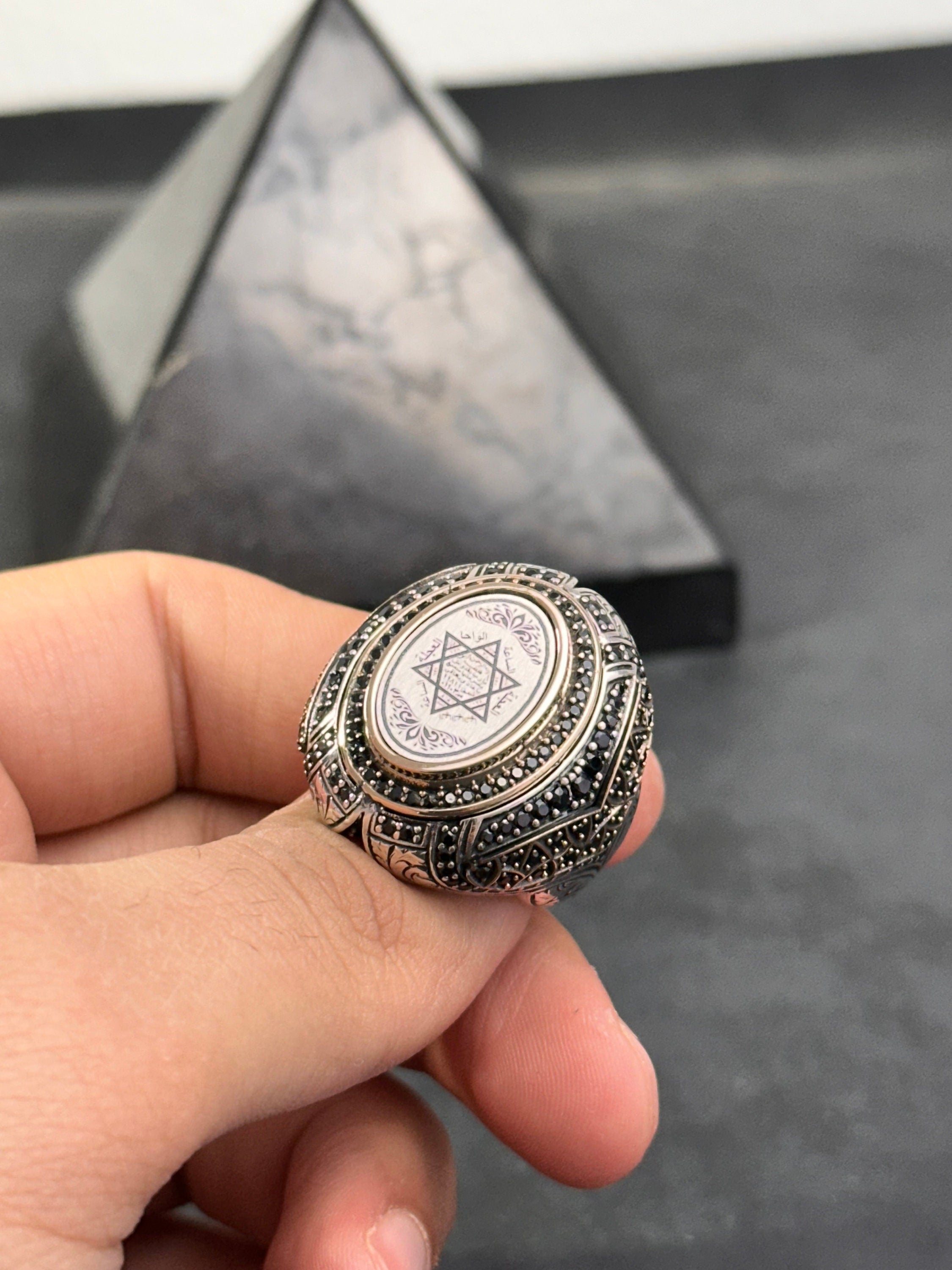 Sterling Silver Seal of Solomon Ring - Handmade Men's Statement Jewelry
